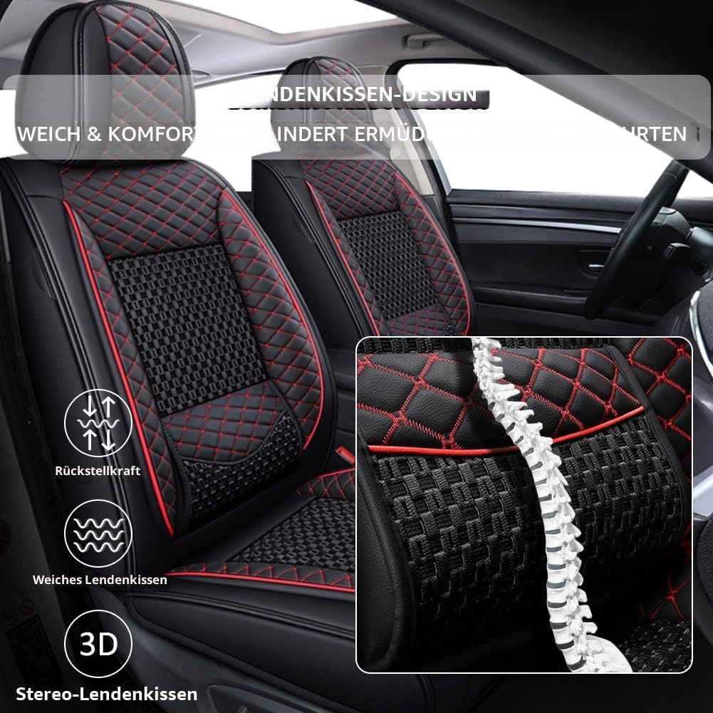 Sitzbezug Auto Vordersitze 2 Stück, Atmungsaktiver Eisseiden-Autositzbezüge PU Leder Universal Set,