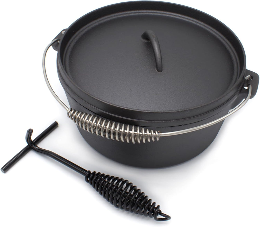 Rin & Rut Dutch Oven aus Gusseisen - 25 cm, 3.9L I Temperaturbeständig bis 400°C, mit Flanschdeckel,
