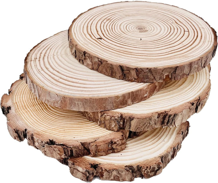 Holzscheiben 5 Stücke Holz Log Scheiben 18-20cm Unvollendete Holzkreise Ungebohrte Holzkreise ohne L