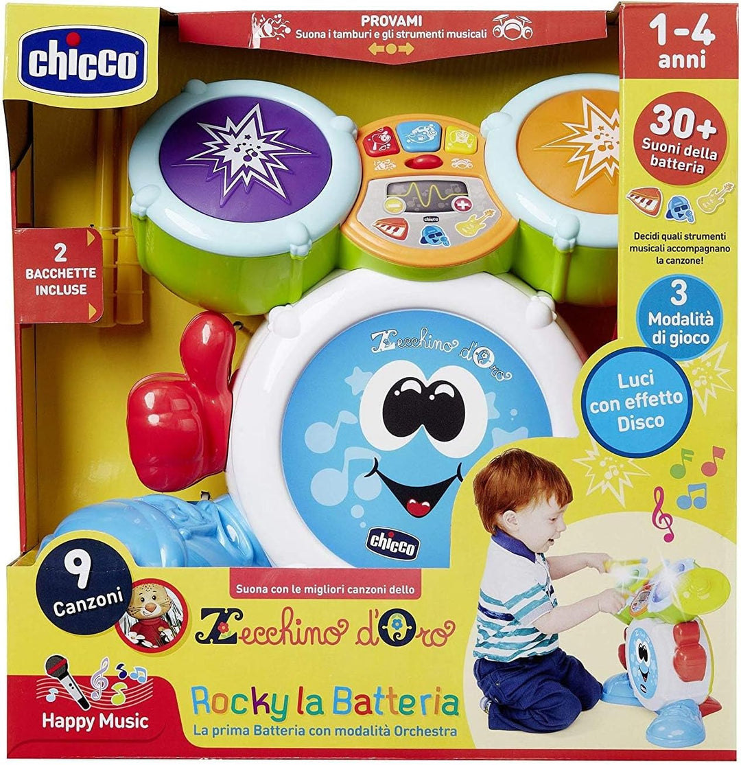 Chicco Rock Band Drums, Kindertrommeln, aufrüstbare elektronische Musikinstrumente mit 4 Arten von M