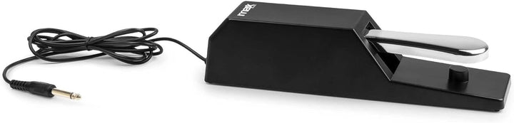 MAX Universal Sustain Pedal – Haltepedal mit Chromoptik Polaritätsschalter und rutschfester Gummisoh