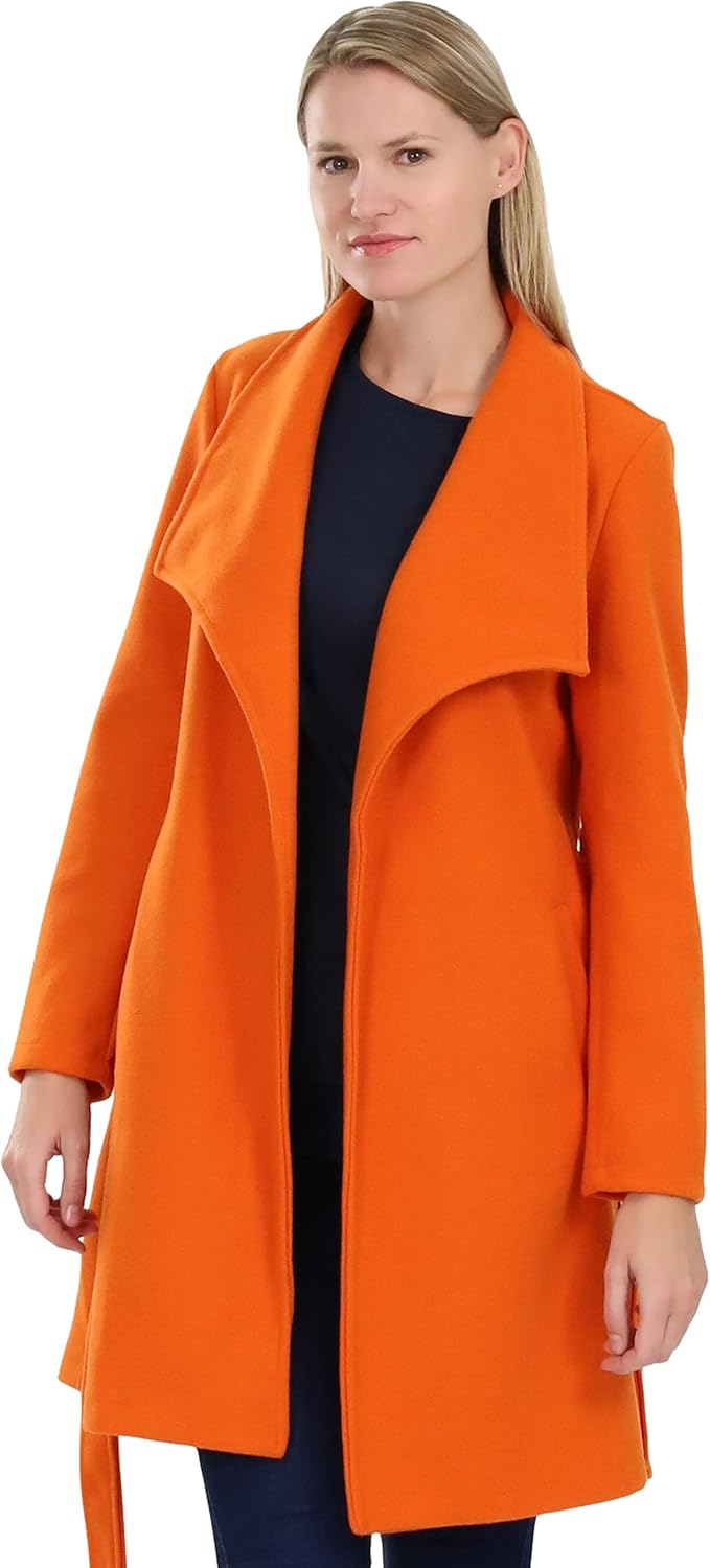 malito – Damen Trenchcoat einfarbig mit Gürtel & Taschen – klassischer Mantel für Herbst & Winter –