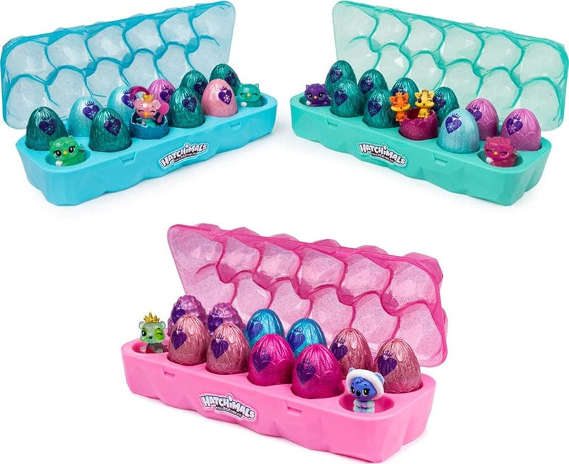 Hatchimals CollEGGtibles Schmuckkästchen 12 - er Pack Eierkarton in Pink, Blau oder Türkis