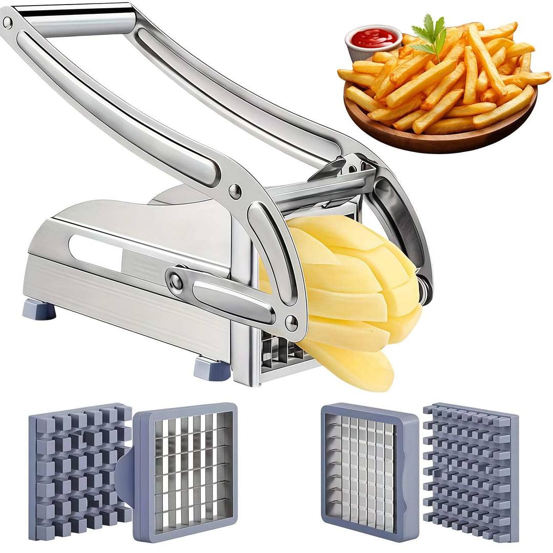 Pommesschneider Edelstahl, Kartoffelschneider, Kartoffelschneider Scheiben mit 2 Klingengrössen (36/