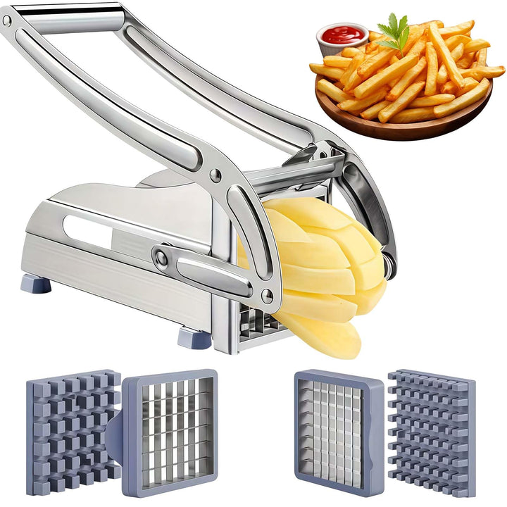 Pommesschneider Edelstahl, Kartoffelschneider, Kartoffelschneider Scheiben mit 2 Klingengrössen (36/