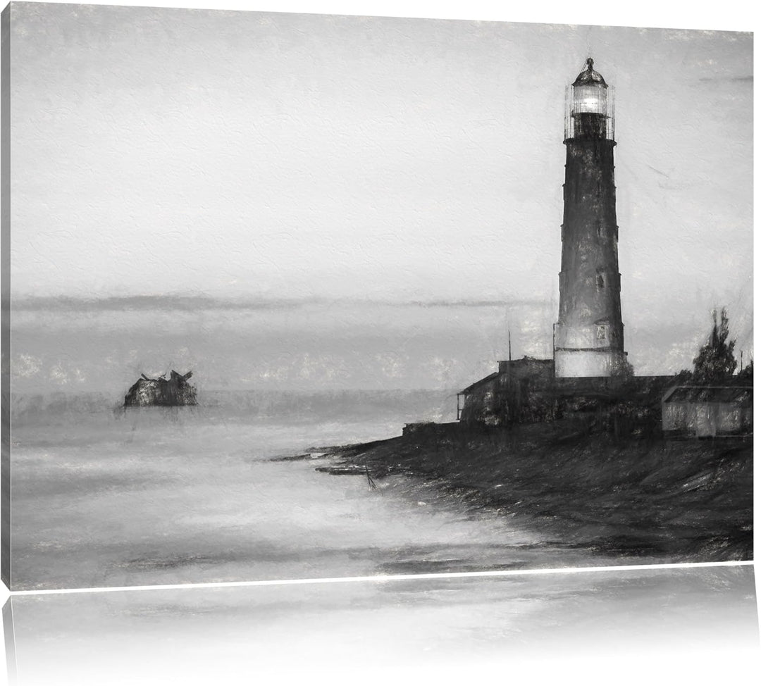 Pixxprint Leuchtturm in Abenddämmerung als Leinwandbild/Grösse: 100x70 cm/Wandbild/Kunstdruck/fertig