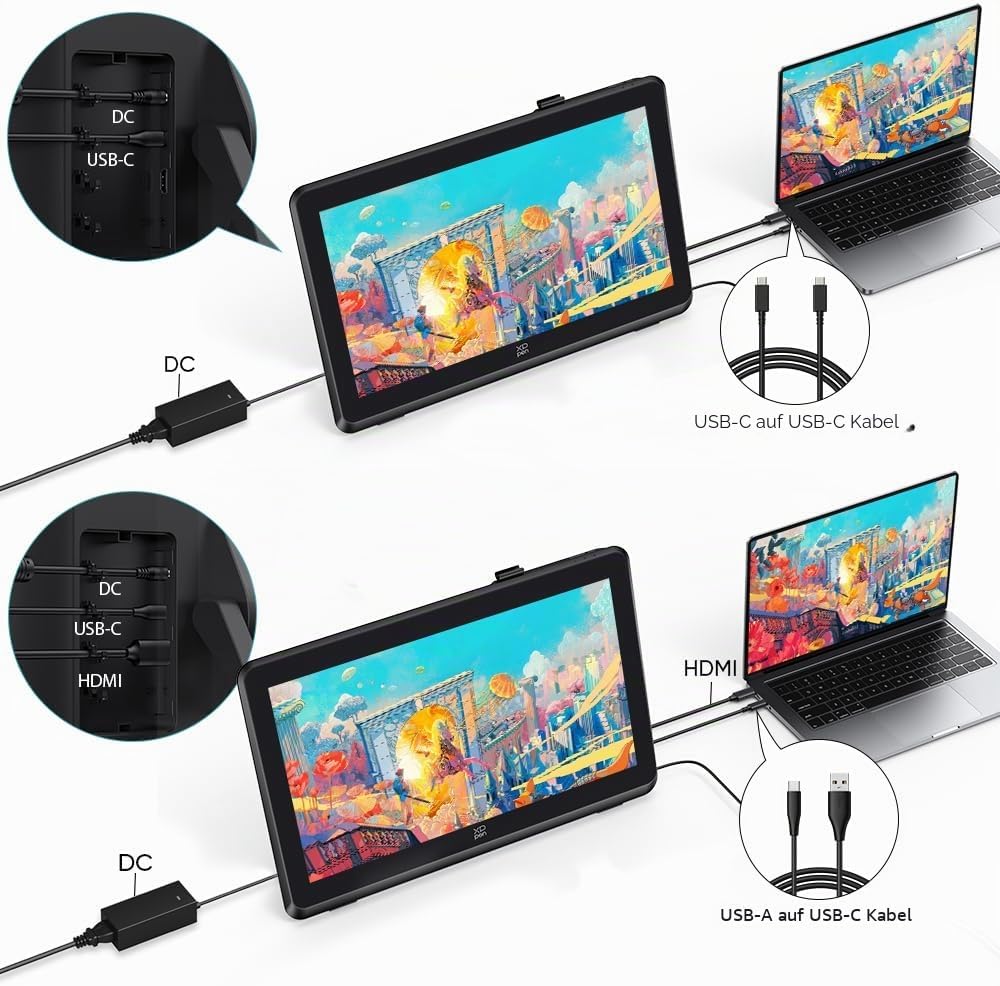 XPPEN Artist 22 Plus Grafiktablett mit Display 16K Druckstufen, Grafiktablett Digital Zeichnung FHD