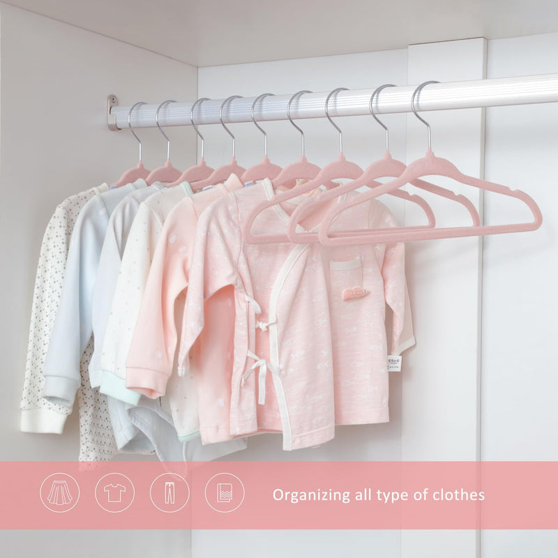 ManGotree Baby-Kleiderbügel aus Samt, Kleinkind-Kinderbügel mit Drehbarem Haken, Gekerbtes Schulter