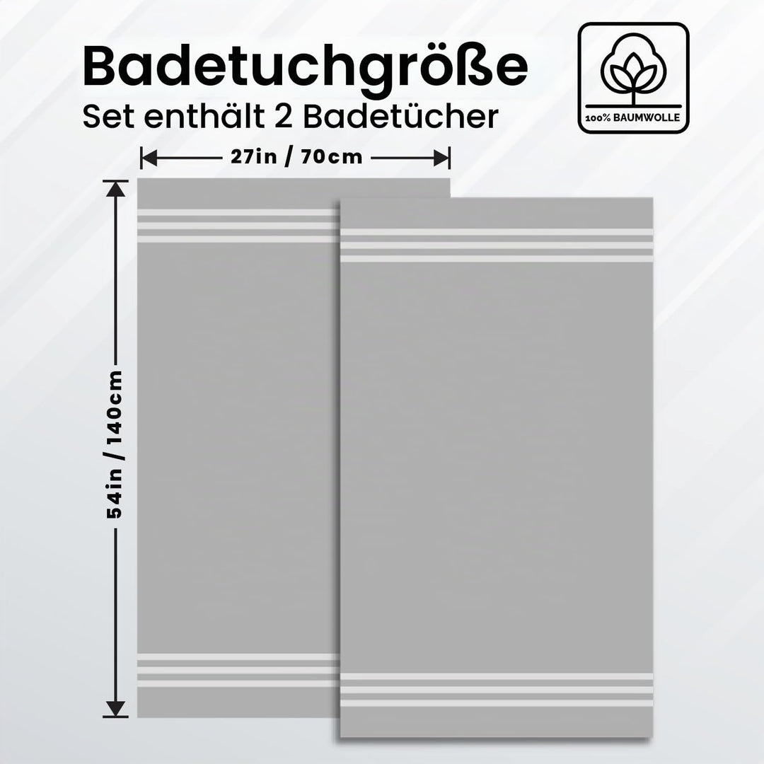 Infinitee Xclusives Badetücher, 2er-Set |70 x 140 cm| | 100 % Baumwolle, ultraweich &amp; stark saugfähi