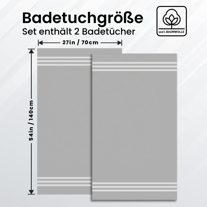Infinitee Xclusives Badetücher, 2er-Set |70 x 140 cm| | 100 % Baumwolle, ultraweich &amp; stark saugfähi