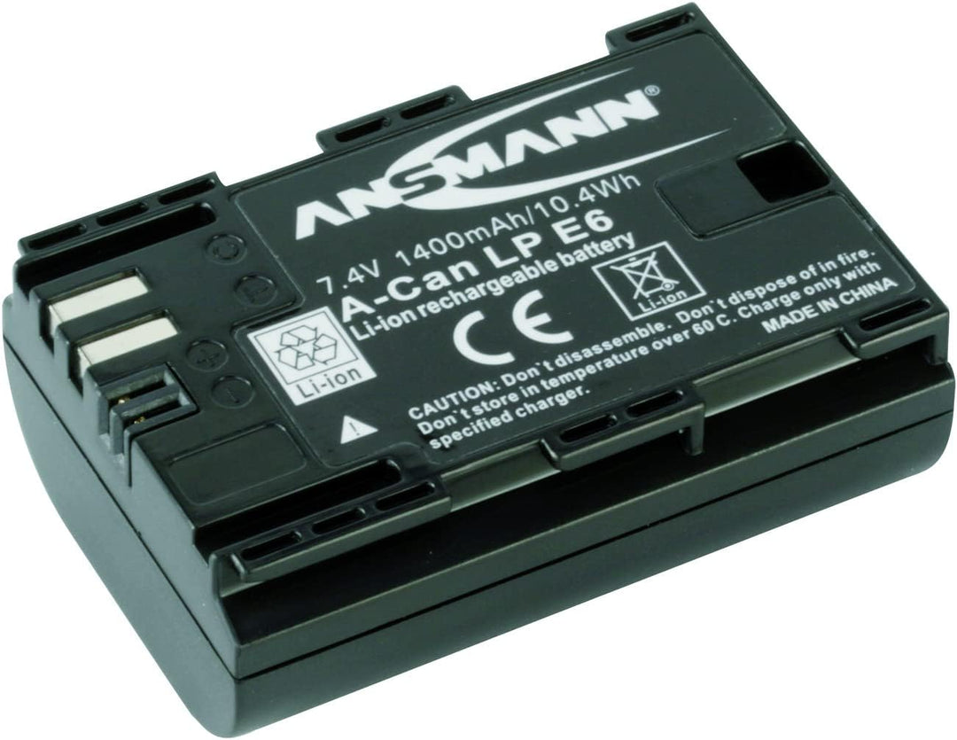 ANSMANN Kamera Akku LP E6 Li-Ion 7,4V 1400mAh - ideal für Canon Eos 80D, 70D, 60Da, 60D, 7D Mark II,