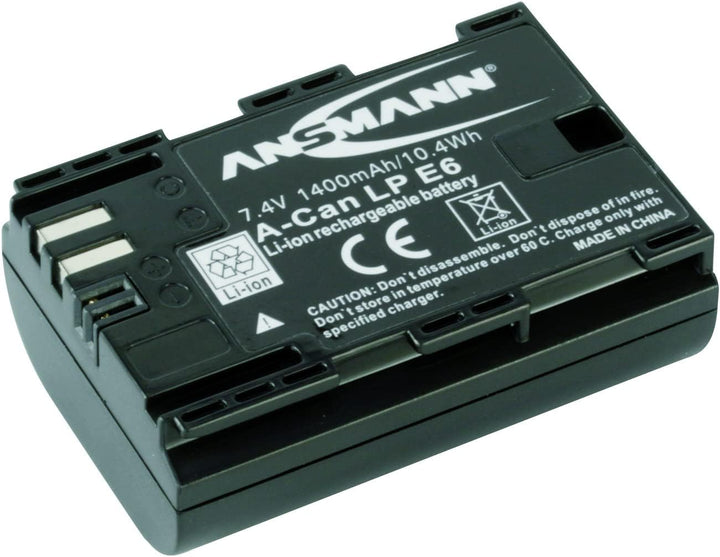 ANSMANN Kamera Akku LP E6 Li-Ion 7,4V 1400mAh - ideal für Canon Eos 80D, 70D, 60Da, 60D, 7D Mark II,