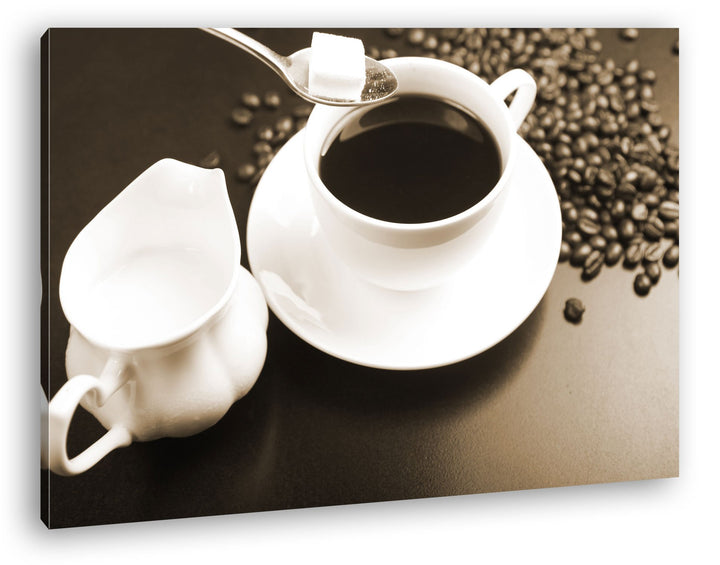 deyoli schwarzer Kaffee mit Zucker Format: 80x60 Effekt: Sepia als Leinwandbild, Motiv fertig gerahm
