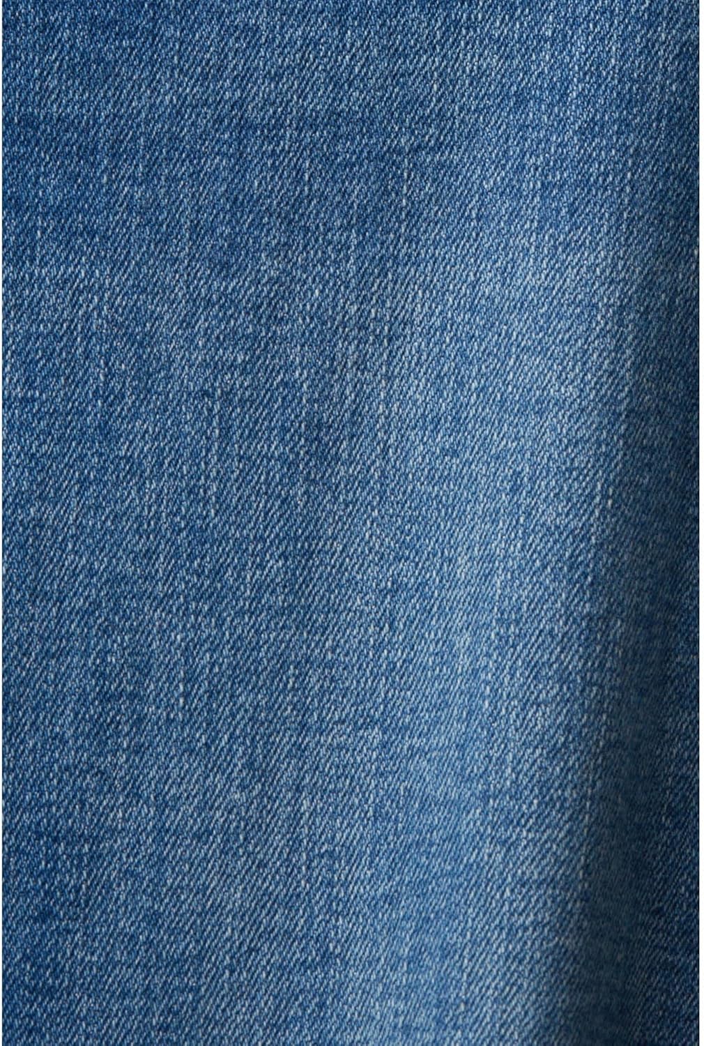 edc by Esprit Verkürzte, schmal geschnittene Jeans in Used-Optik 24W / 30L 902/Blue Medium Wash, 24W