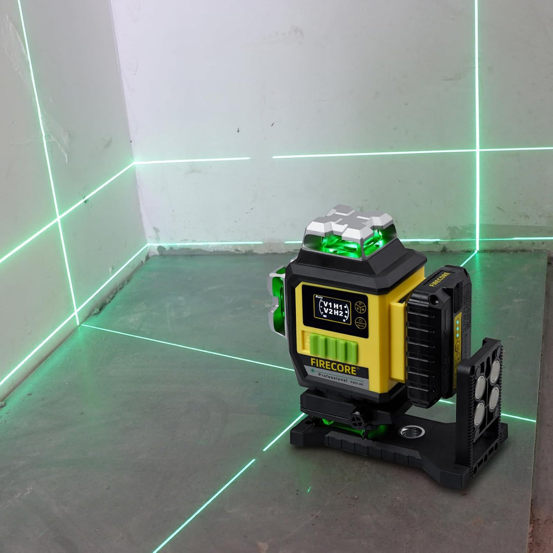 FIREOCRE Laser Level,4 x 360 Selbstnivellierendes grünes Fliesenlaserwerkzeug,3D Kreuzlinienlaser Ni
