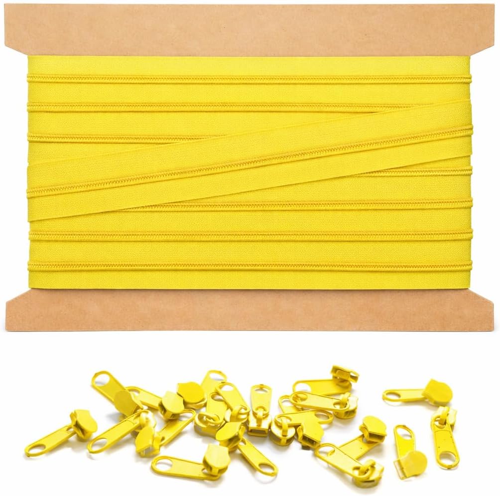 20m Endlosreissverschluss 5mm mit 40 zipper reissverschluss endlos Citrongelb 20m + 40 Zipper Citron