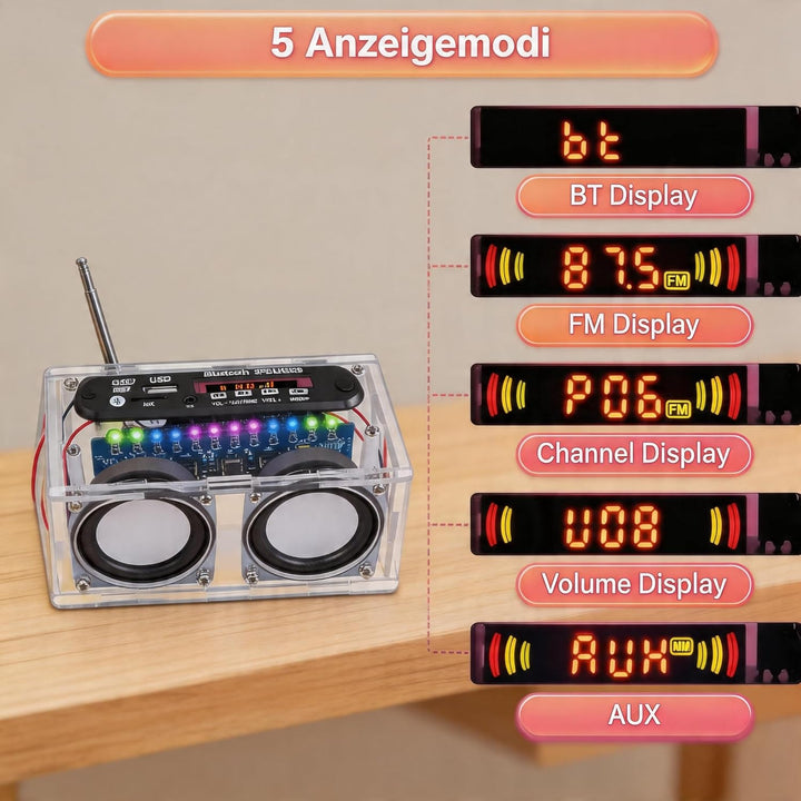DIY Elektronik Lautsprecher Löten Bausatz,Löt Bausatz Lautsprecherkit Bluetooth mit FM,DIY Elektroni