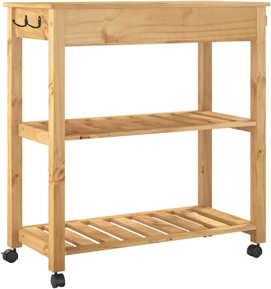 vidaXL Küchenwagen, Servierwagen mit viel Stauraum, Beistellwagen für Küche Wohnzimmer Badezimmer, T
