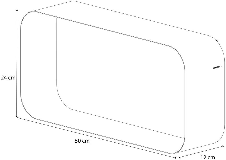 Sealskin Brix Wandregal Rechteck, Hängeregal aus pulverbeschichtetem Metall, Farbe: Schwarz, Abmessu