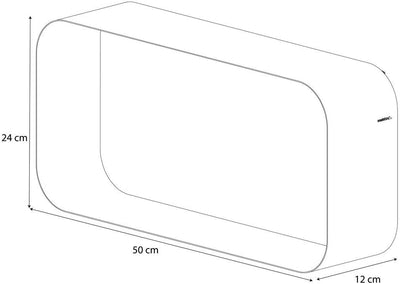 Sealskin Brix Wandregal Rechteck, Hängeregal aus pulverbeschichtetem Metall, Farbe: Schwarz, Abmessu