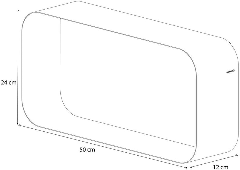 Sealskin Brix Wandregal Rechteck, Hängeregal aus pulverbeschichtetem Metall, Farbe: Schwarz, Abmessu