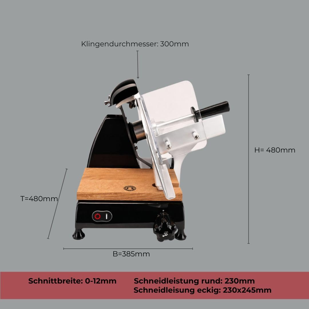 Berkel Red Line 300 Aufschnittmaschine schwarz - Schneidemaschine+ handgefertigtes Einlegebrett aus