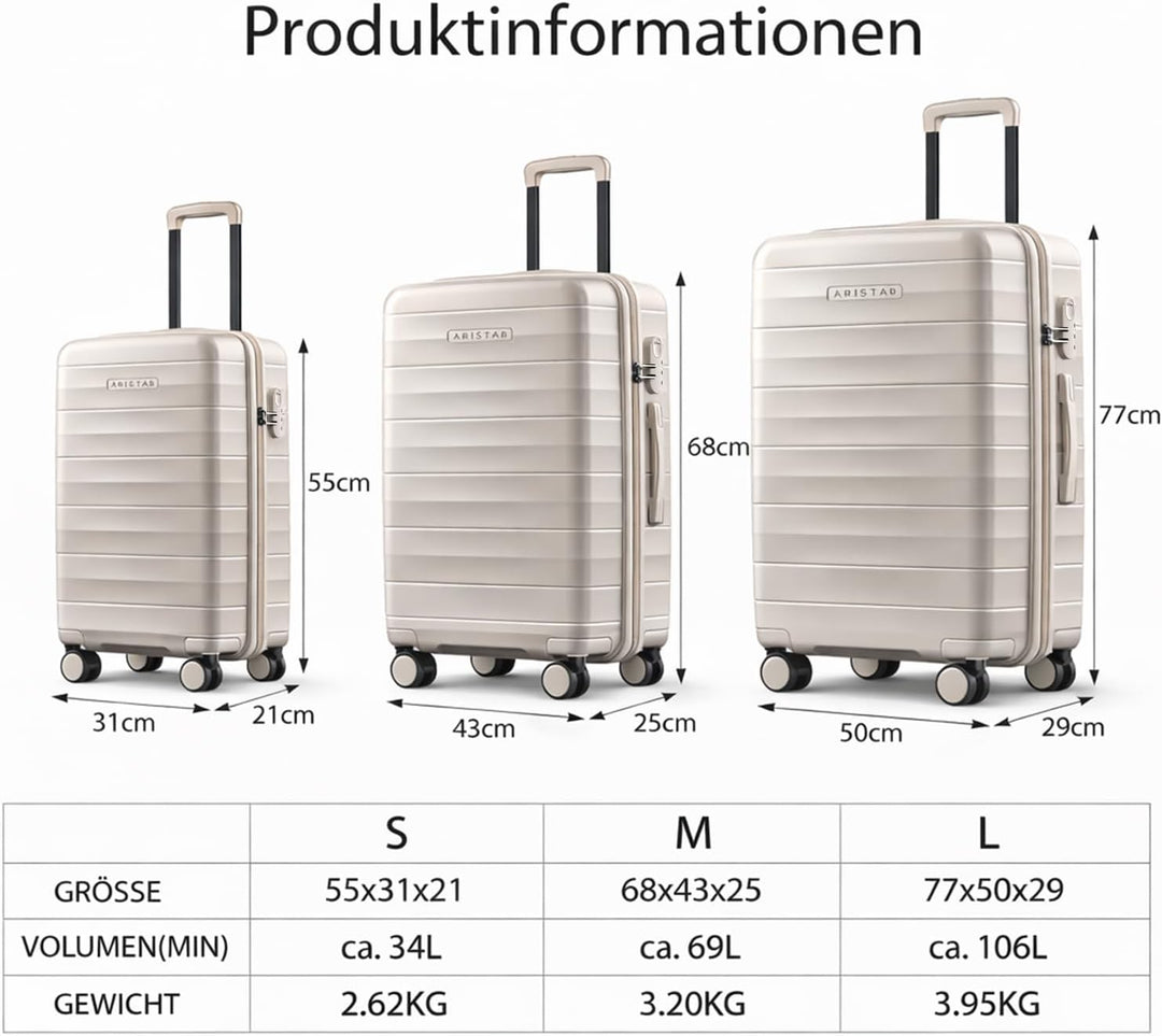 Hartschalenkoffer Mittelgross 68x43x25cm - Leicht Koffer & Trolleys aus PP - Mariner Reisekoffer mit