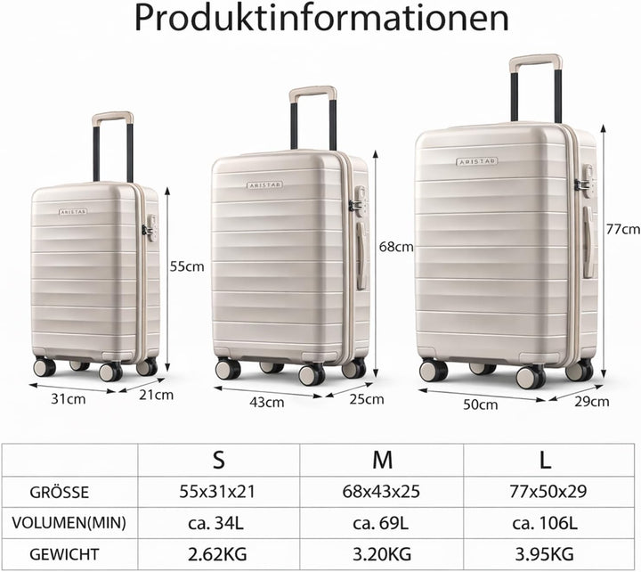 Hartschalenkoffer Mittelgross 68x43x25cm - Leicht Koffer & Trolleys aus PP - Mariner Reisekoffer mit