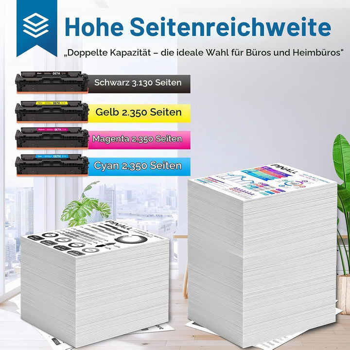 PINALL 067 Kompatible Tonerkartusche für Canon 067 067H für i-SENSYS LBP633cdw LBP631cw MF655cdw MF6