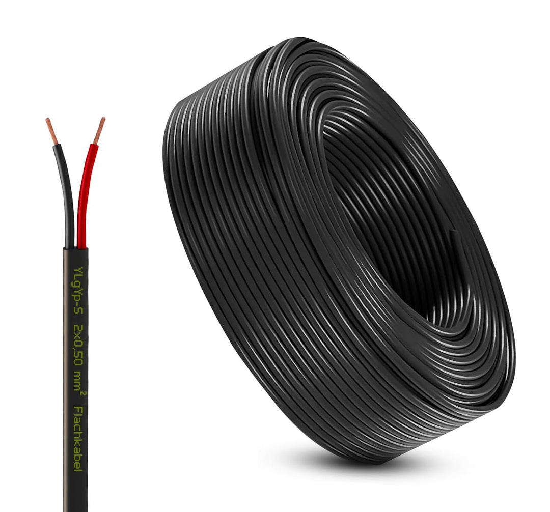 KFZ Kabel 2x0,5–4mm² rot schwarz | Autokabel 12V/24V Stromkabel flach & rund | 2-adrige Fahrzeugleit