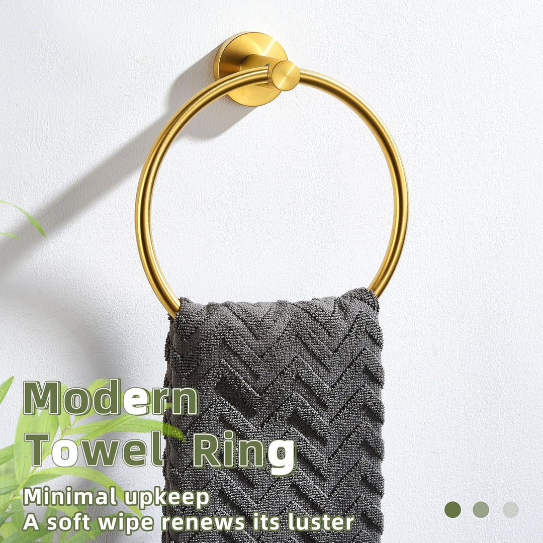 APLusee Handtuchring, gebürstetes Gold, SUS 304 Edelstahl, rund, Handtuchhalter für moderne Badezimm
