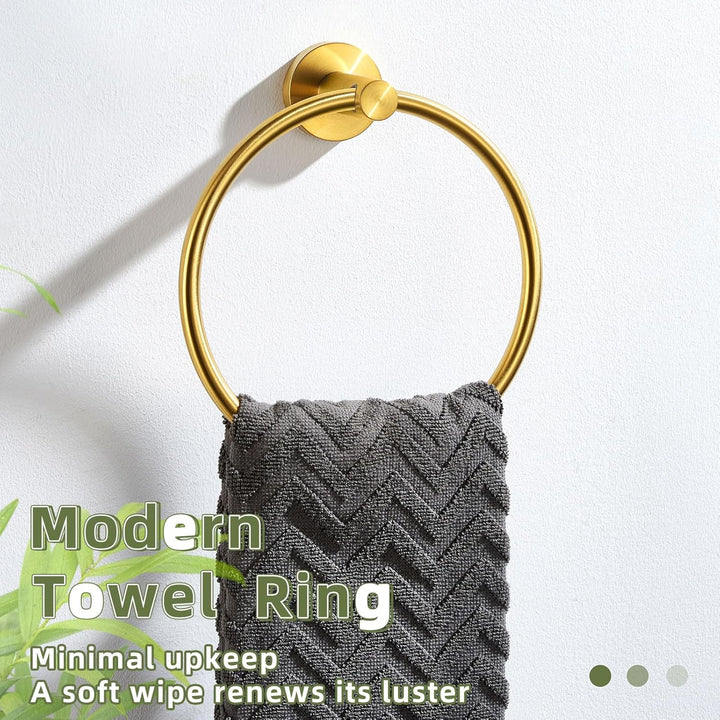 APLusee Handtuchring, gebürstetes Gold, SUS 304 Edelstahl, rund, Handtuchhalter für moderne Badezimm