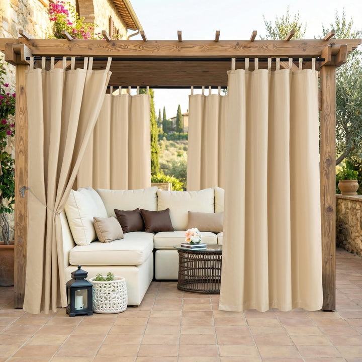 Outdoor Vorhänge Wasserfest Sonnenschutz Winddicht mit Klettband Oben für Terrasse Garten Balkon Fam