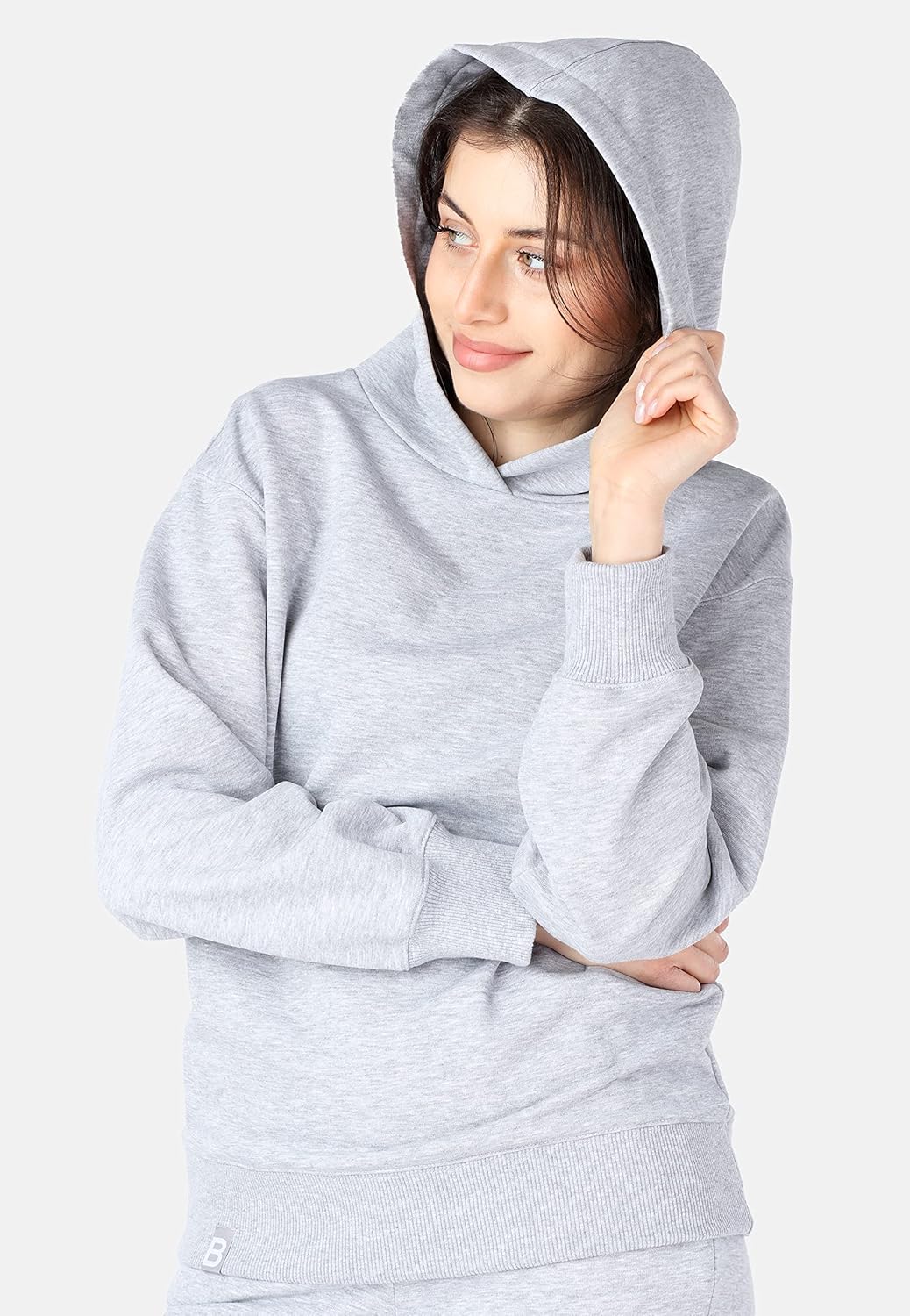Bellivalini Kapuzenpullover lang Damen Hoodie Sportanzug Oberteil Jogging Pullover BLV210 S Melange,