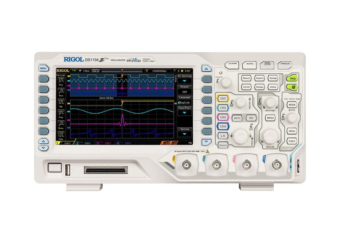 RIGOL DS1104Z-S Plus Digitales Oszilloskop, 100MHz,4+16CH,Digitalkanäle, 24Mpts Speichertiefe, 1G Sa