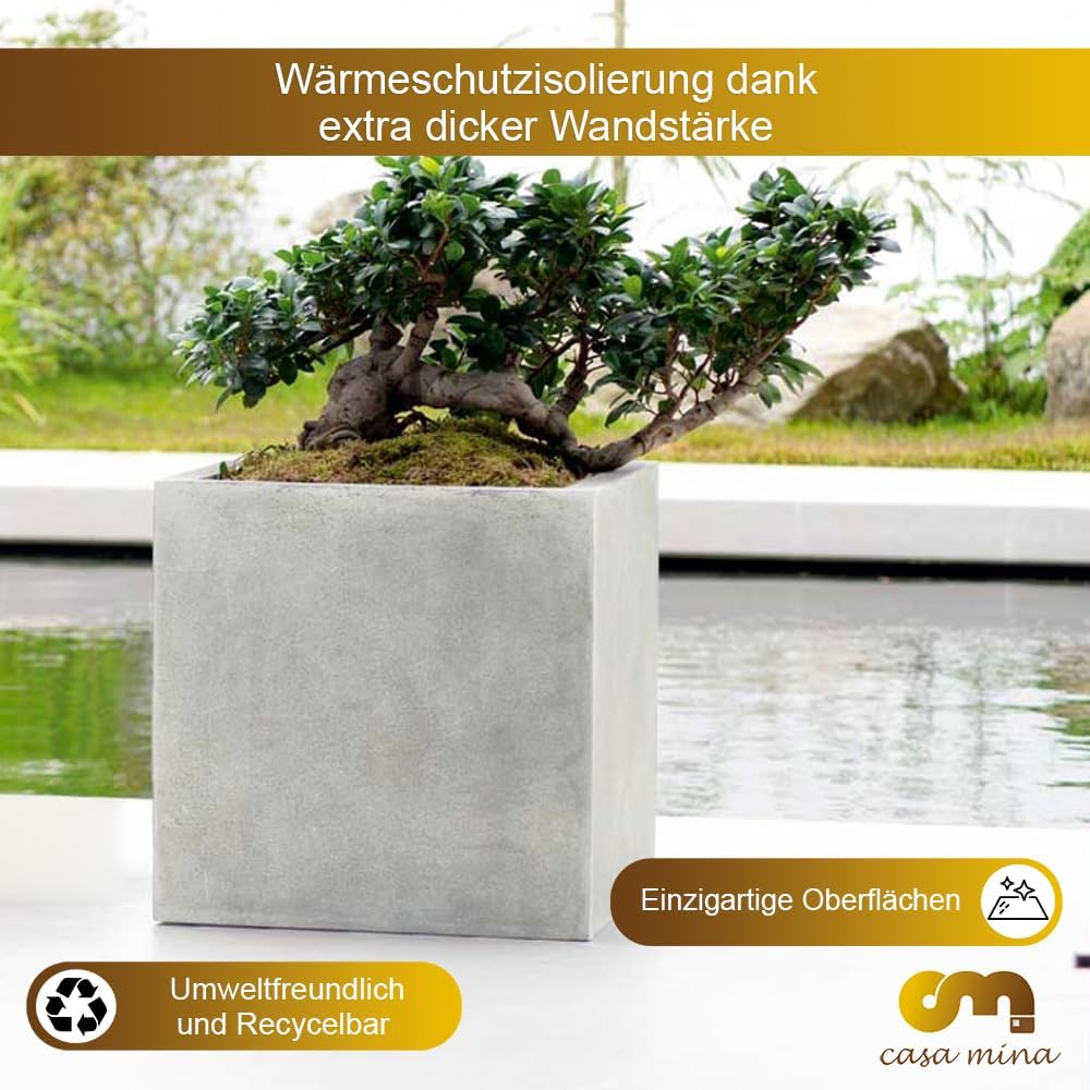 Esteras Blumenkübel Eckig - Pflanzkübel Gross für Aussen - Blumenkübel Hoch mit Wasserabfluss, Frost