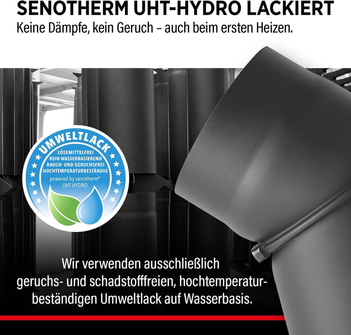 BERTRAMS Ofenrohr 150mm Ø Bogen ohne Tür Gussgrau | Stahlrohr mit 0-45° Winkel | Feuerrohr aus Stahl