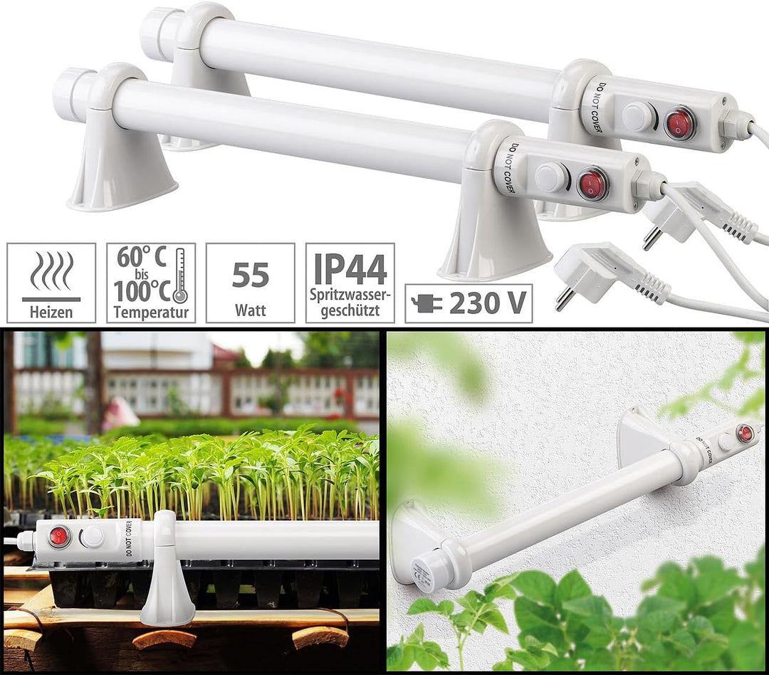 Royal Gardineer Heizung: 2er-Set elektrische Stabheizungen für Gewächshäuser, 55 W, 51 cm, IP44 (Pfl