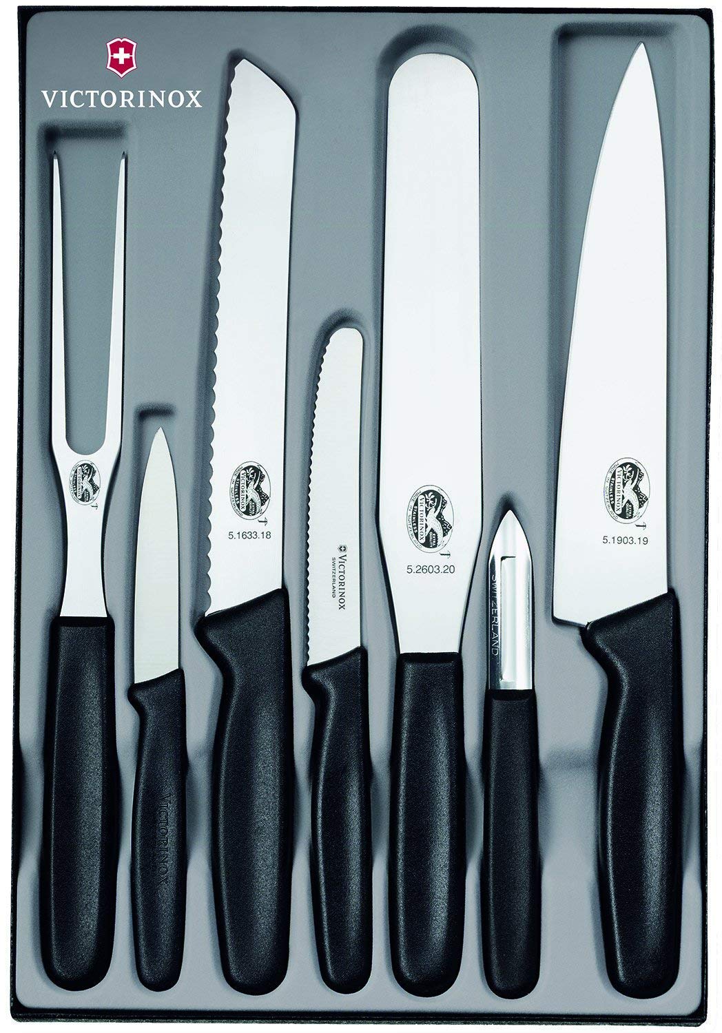 Victorinox, 5.1103.7, Standard, Küchengarnitur, Extra scharfe Klinge, robuster Kunststoff-Griff, Sch