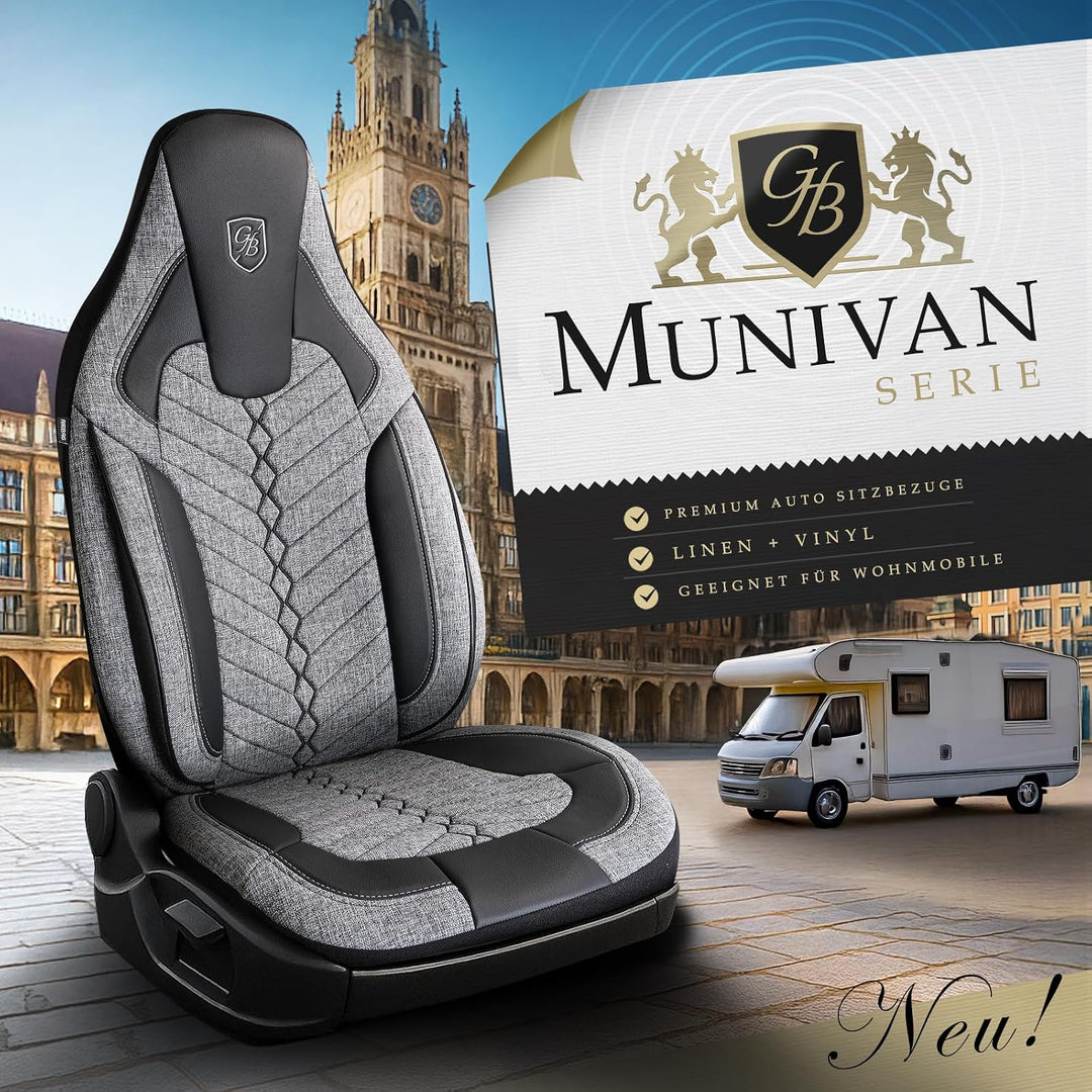 Wohnmobil Sitzbezüge kompatibel mit FIAT Ducato, Citroën Jumper, Peugeot Boxer - Schonbezüge Set aus
