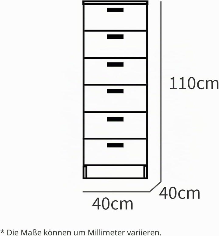Muebles Pitarch | Hochkommode 6 Schubladen mit Metallführungen, Schlafzimmerkommode, Cambrian Eiche,