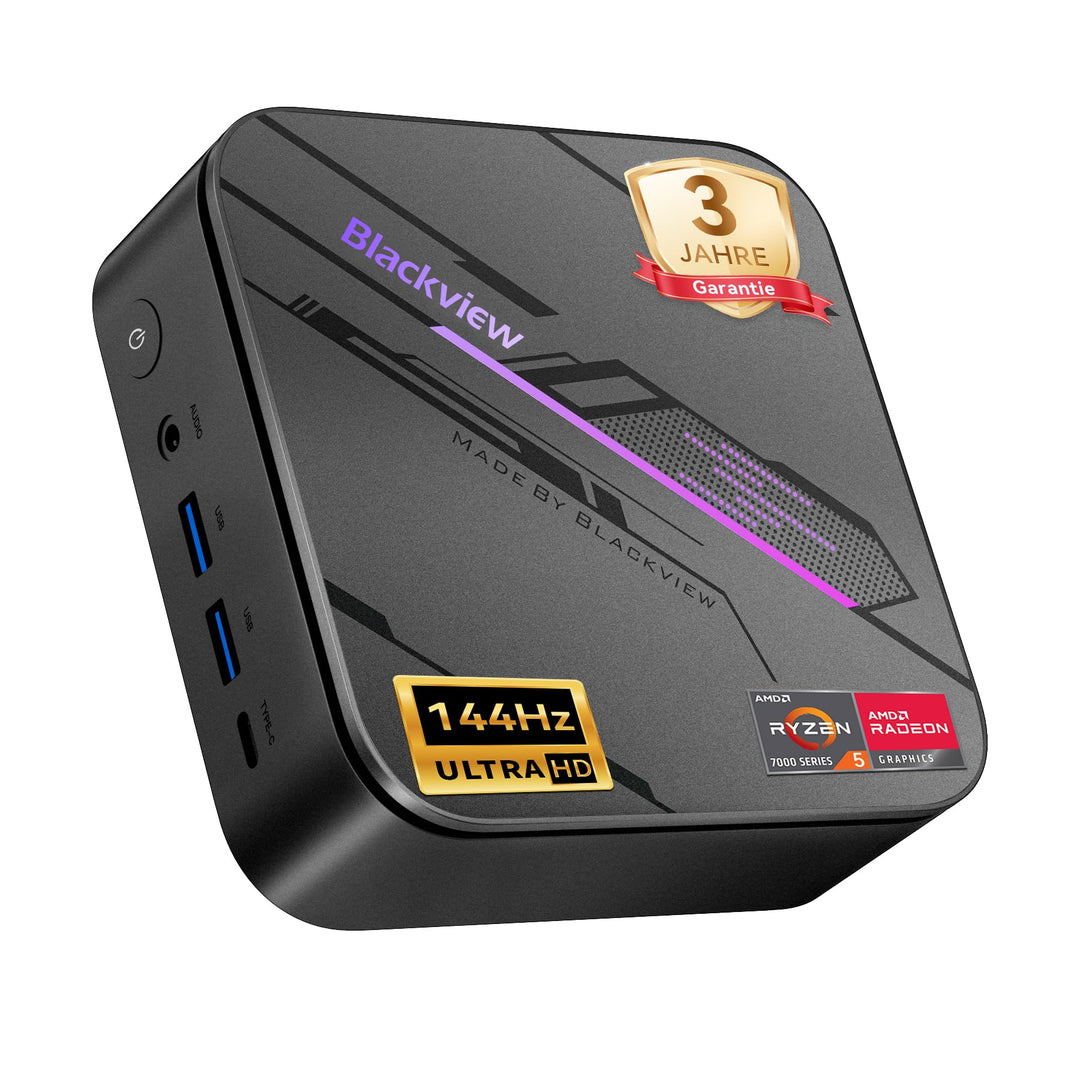 Blackview Mini PC MP100 Pro, 2026 AMD Ryzen 5 7430U, Win 11 Pro Kompakter Desktop-PC, 16GB RAM (rasa