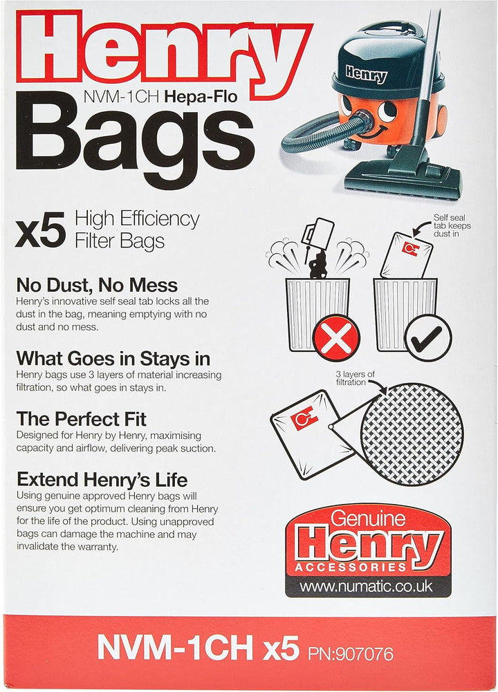 Henry NVM-1CH Staubfilterbeutel 5 Stück weiss 5 Count, 5 Count