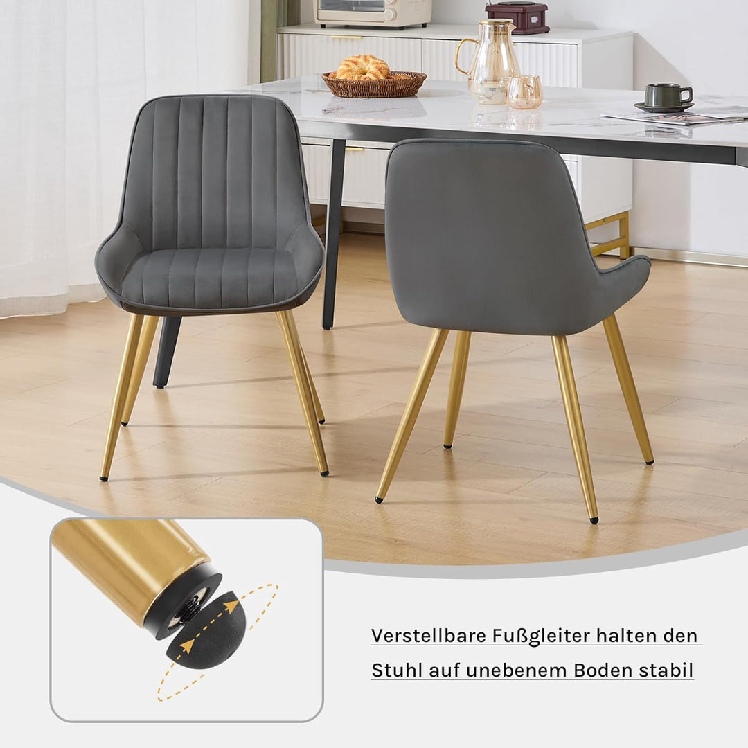 Lestarain 2 Stücke Esszimmerstuhl, Retro Küchenstuhl Wohnzimmerstuhl Sitzfläche Aus Samt Retrostuhl