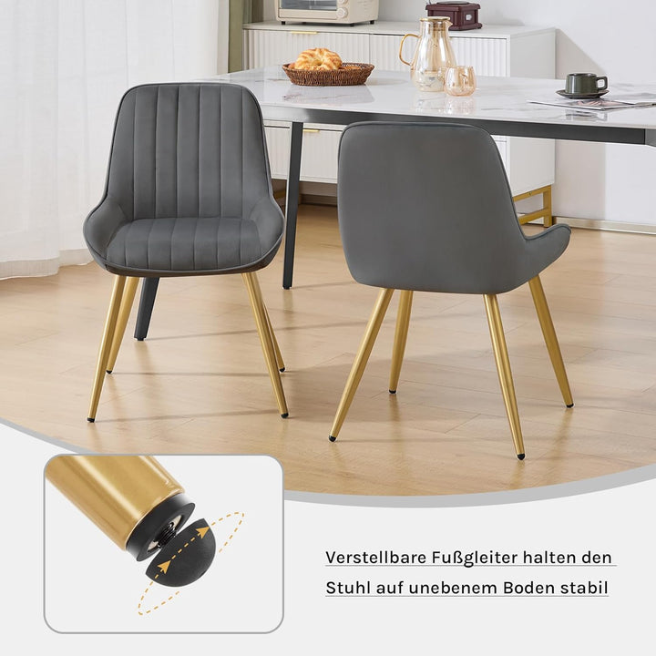 Lestarain 2 Stücke Esszimmerstuhl, Retro Küchenstuhl Wohnzimmerstuhl Sitzfläche Aus Samt Retrostuhl
