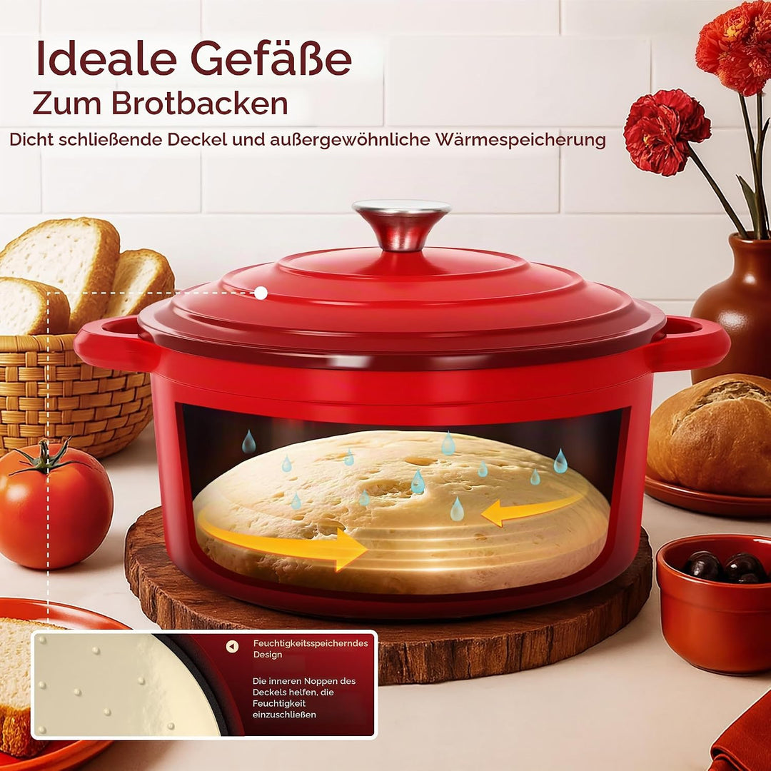 Kitchen Academy 7-teilig Emailliert Gusseisen Induktions Töpfe Set | Für alle Herdarten &amp; Induktion,