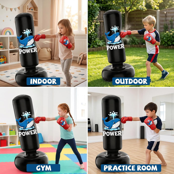 Qoosea Boxsack für Kinder Standboxsack Aufblasbar mit Handschuhen Geschenk