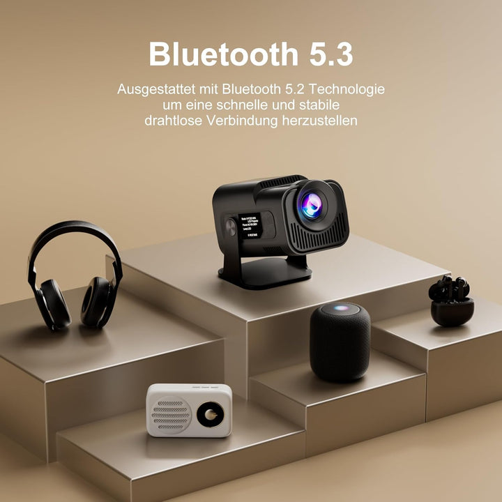 Salange Beamer,Kompatibel mit Netflix,4k heimkino Unterstützt,Handy Projektor Smart Mini Beamer für