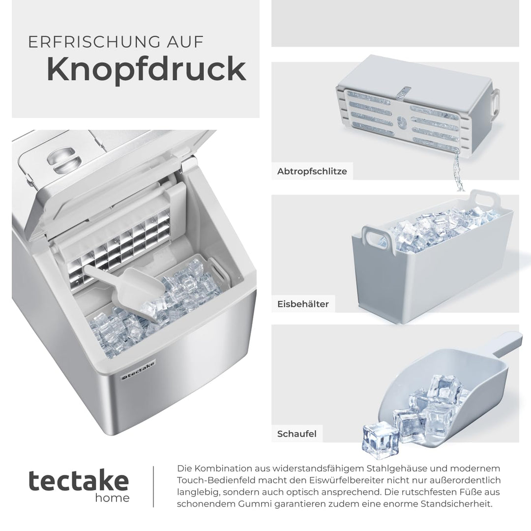 TecTake Profi Eiswürfelmaschine für klare