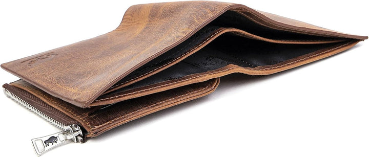 Solo Pelle® Slim Wallet KOMPA mit Münzfach [bis zu 13 Karten] Slimwallet [RFID-Schutz] Kartenetui [L